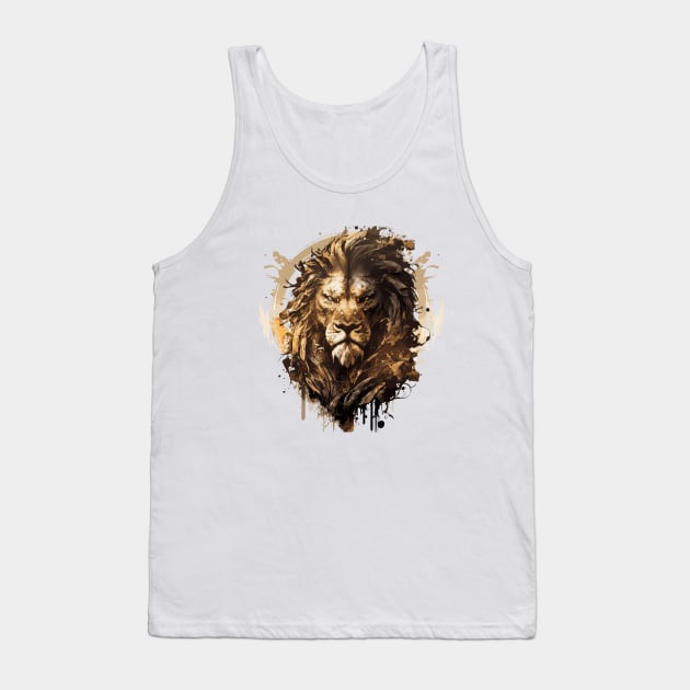Lion Portrait Animal Painting Wildlife Outdoors Adventure Tank Top by Cubebox